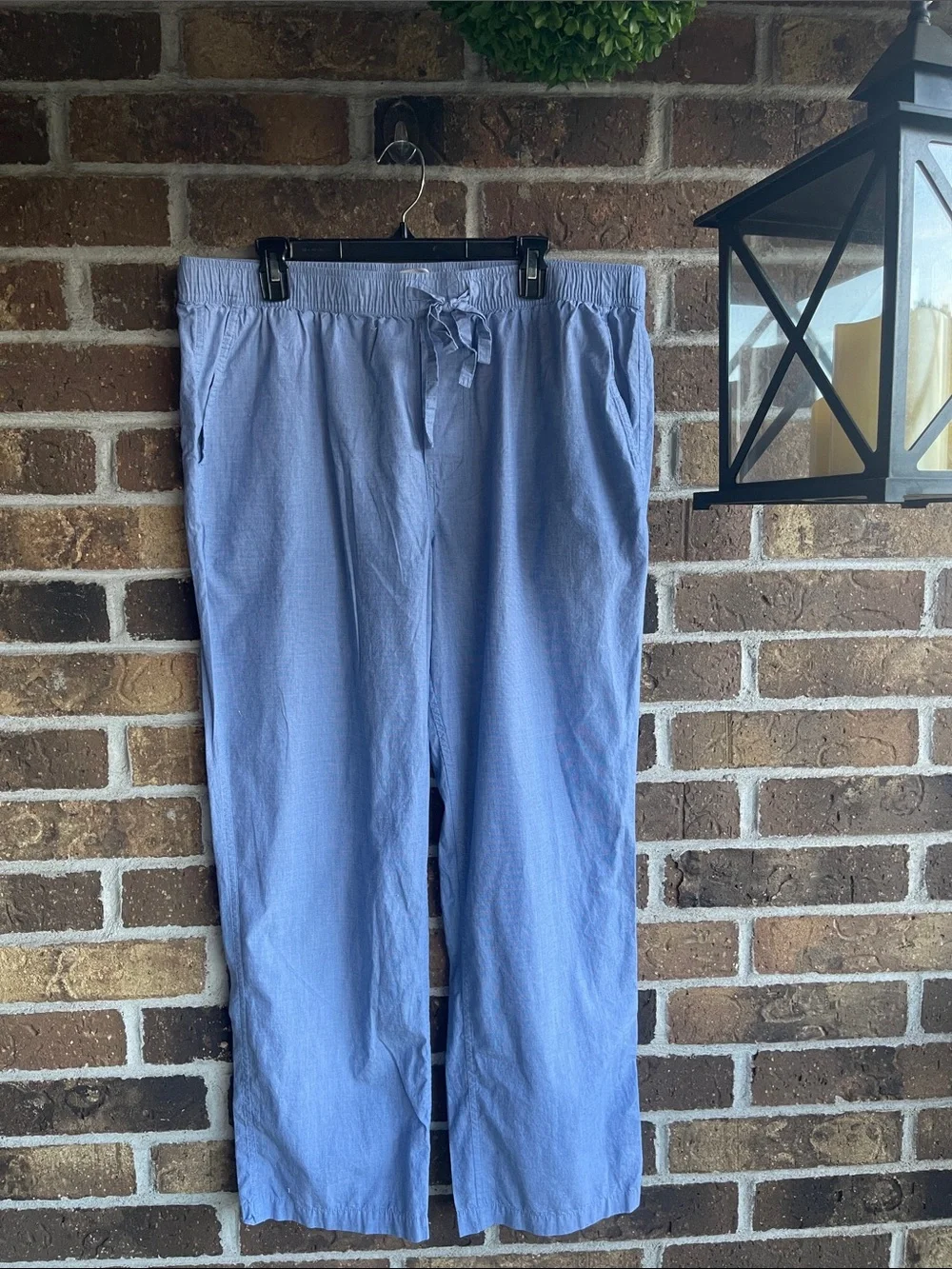 J. Crew Pajama Set in cotton herringbone Light Blue Long-Sleeve